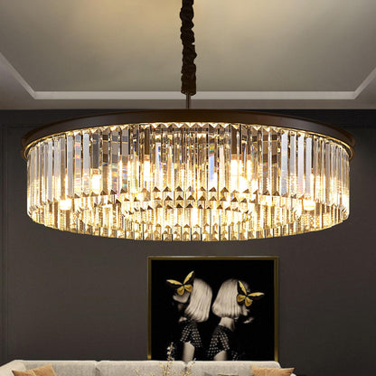 31.5" black crystal chandelier, 12-light 3-ring luxury design for living/dining/entry.