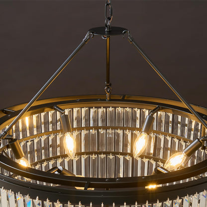 28" black modern crystal chandelier, K9 crystals, adjustable large dining/bedroom/foyer light.
