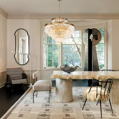 GMlixin 24" gold crystal chandelier, 12-light, modern pendant for dining/living/foyer/hallway.